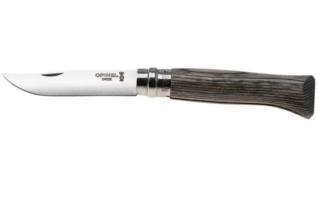 Afbeelding voor Opinel No. 08, 002389, Satin Stainless Steel, Grey Laminated Birch zakmes