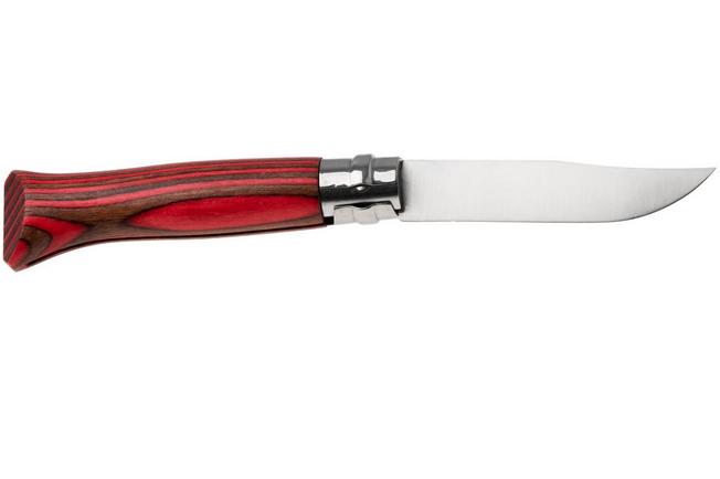 Afbeelding voor Opinel No. 08, 002390, Satin Stainless Steel, Red Laminated Birch zakmes