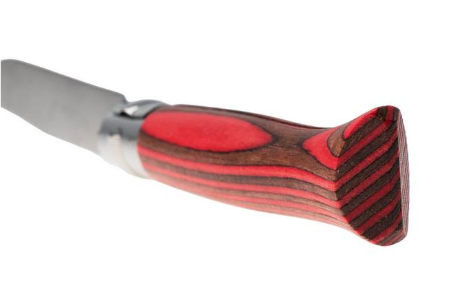 Afbeelding voor Opinel No. 08, 002390, Satin Stainless Steel, Red Laminated Birch zakmes