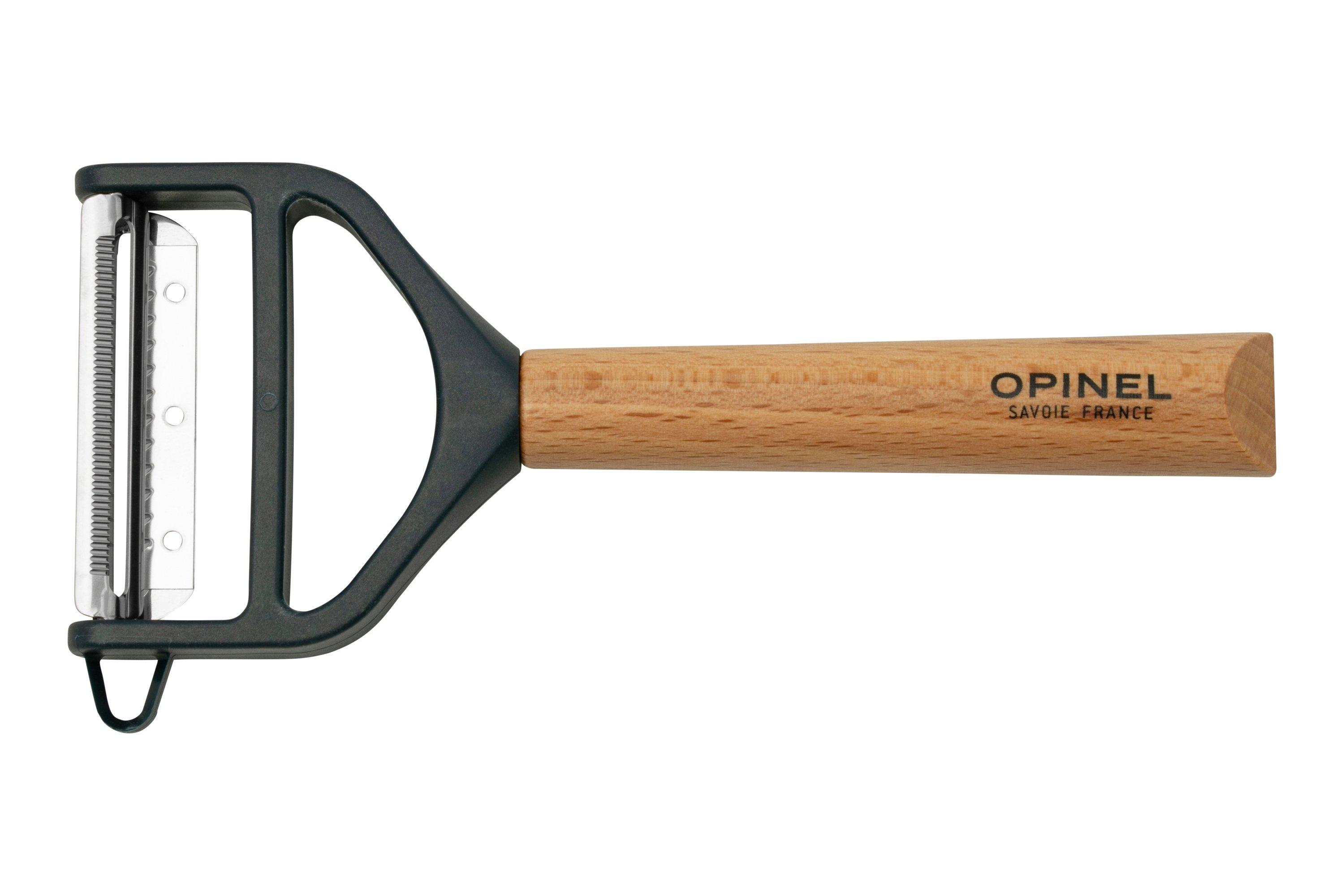Opinel T-Duo Gemüseschäler – Doppelseitige Klinge, Mit Julienne-Schneider & Kartoffelaugen-Entferner
