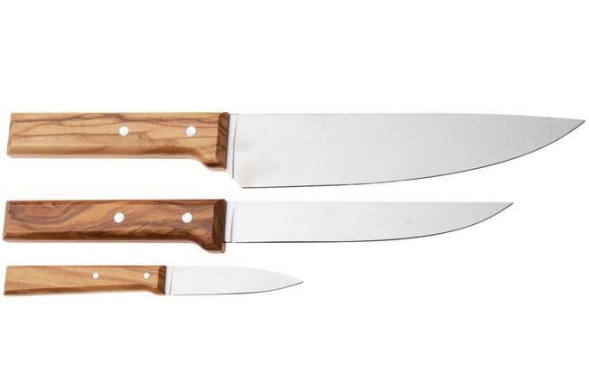 Afbeelding voor Opinel Trio Parrallèle Olive Wood, 002494, 3-delige messenset