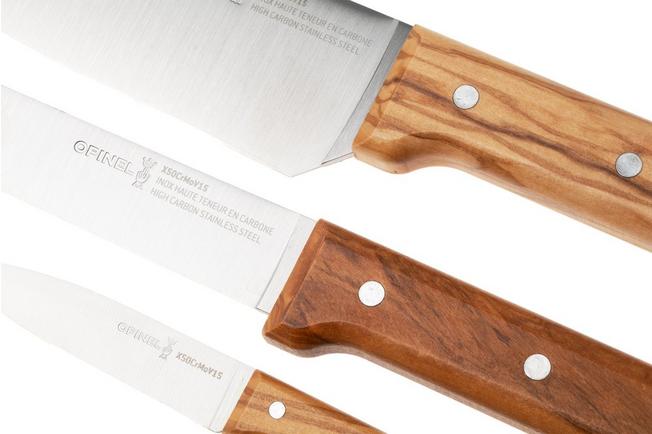 Afbeelding voor Opinel Trio Parrallèle Olive Wood, 002494, 3-delige messenset