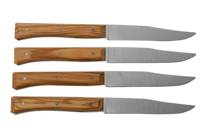 Opinel 4-Piece Olive Wood Facette Steak Knife Set