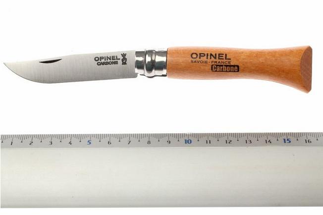 Opinel No. 06 coltello da tasca, acciaio al carbonio, lunghezza lama 7 cm