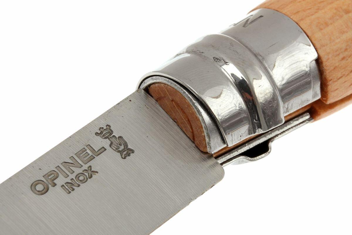 Opinel mango de madera y hoja de acero inoxidable de 10 cm.