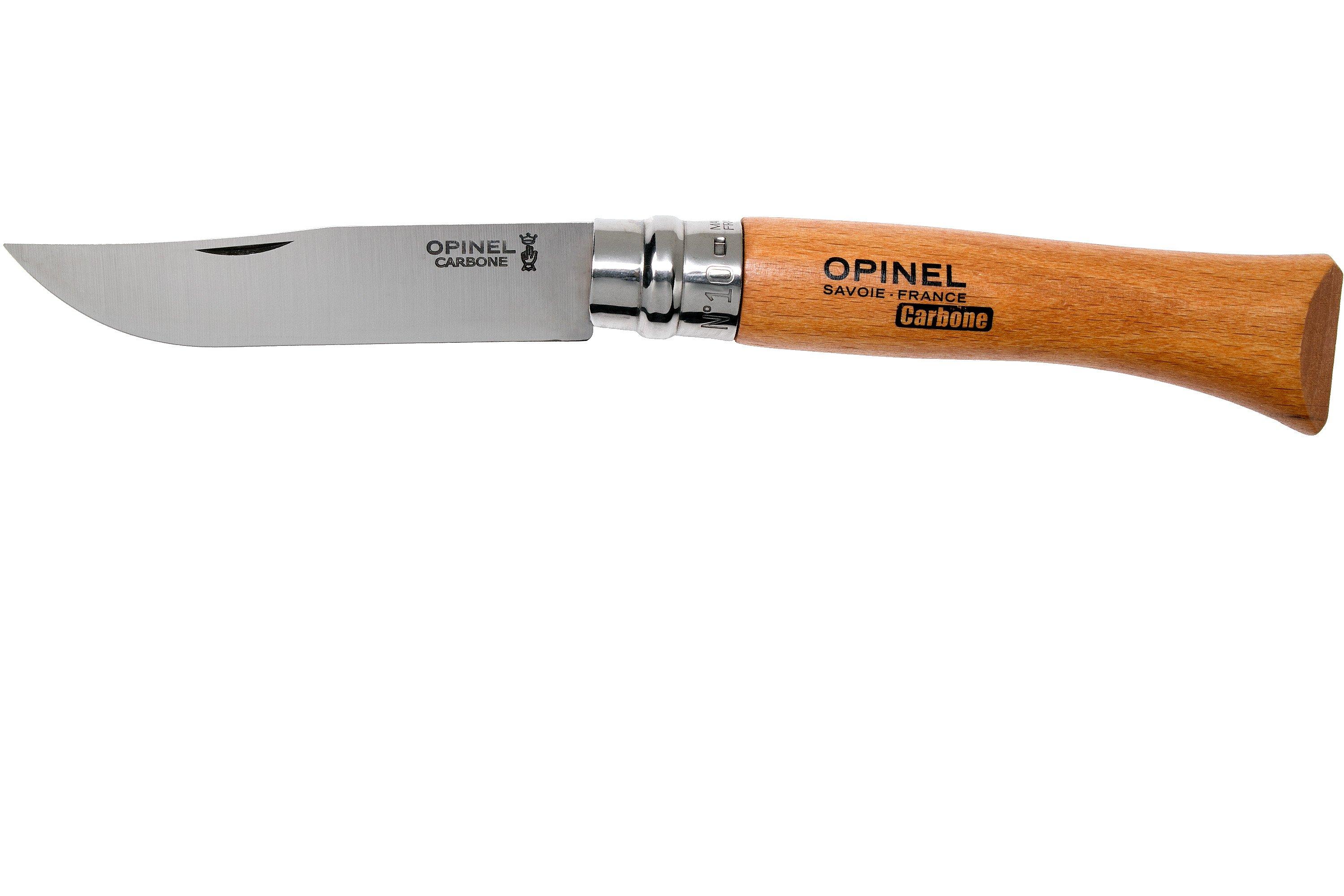 Opinel No. 10 coltello da tasca, acciaio al carbonio, lunghezza lama 10 cm