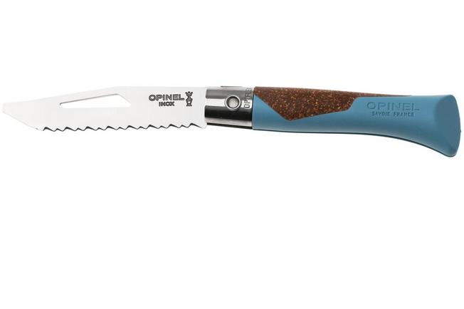 Obraz dla Nóż składany Opinel Néo7 Alpine 3239, Made For The Elements, Satin Stainless Steel, Glacier Blue Polypropylene, Cork Inlay, ząbkowany