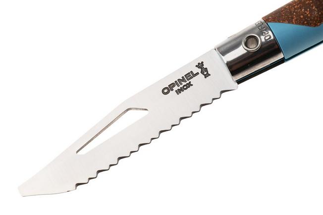 Obraz dla Nóż składany Opinel Néo7 Alpine 3239, Made For The Elements, Satin Stainless Steel, Glacier Blue Polypropylene, Cork Inlay, ząbkowany