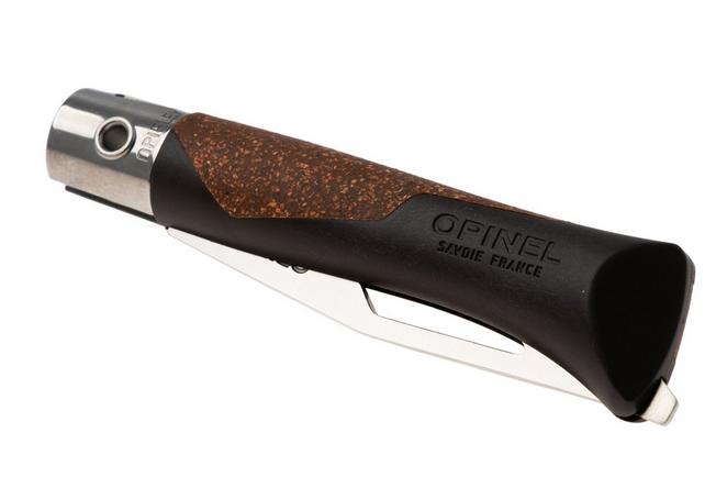 Afbeelding voor Opinel Néo7 Alpine 3240, Made For The Elements, Satin Stainless Steel, Dark Brown Polypropylene, Cork Inlay, serrated zakmes