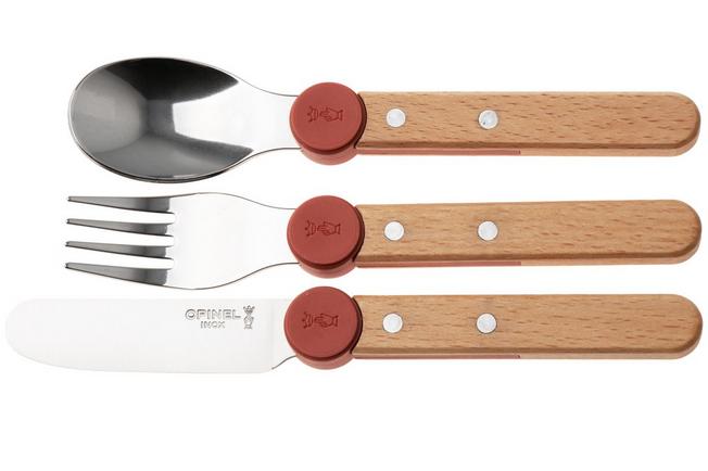 Afbeelding voor Opinel Le Petit Gourmet 3256 Coral Red, 3-delige kinderbestekset