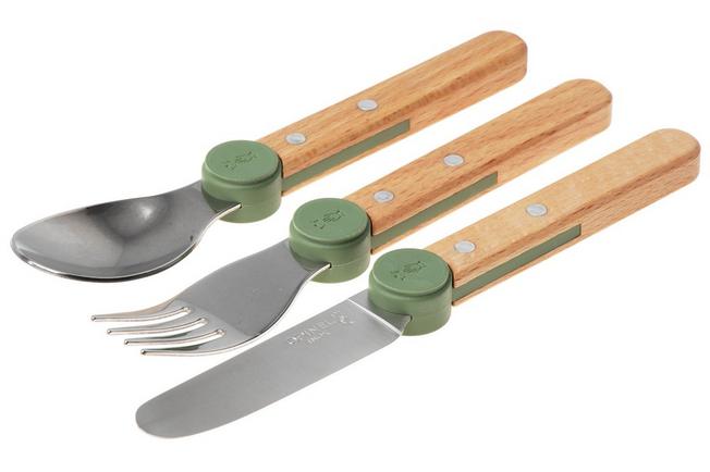 Afbeelding voor Opinel Le Petit Gourmet 3258 Olive Green, 3-delige kinderbestekset