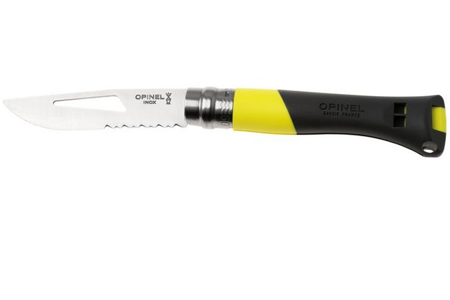 Immagine per Opinel No. 09 Ocean 3260, Made For The Elements, Satin Stainless Steel, Yellow Polyamide, coltello da marinaio parzialmente seghettato