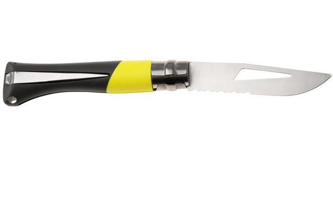 Immagine per Opinel No. 09 Ocean 3260, Made For The Elements, Satin Stainless Steel, Yellow Polyamide, coltello da marinaio parzialmente seghettato