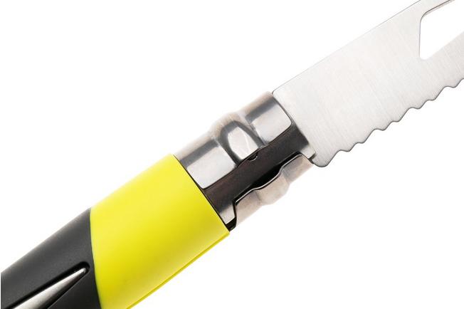 Immagine per Opinel No. 09 Ocean 3260, Made For The Elements, Satin Stainless Steel, Yellow Polyamide, coltello da marinaio parzialmente seghettato