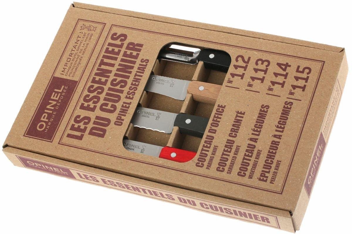 Opinel 1534 Esprit Messerset LOFT Spirit – 4-teiliges Tafelmesser-Set Aus Buche, Grau, Klingenlänge 11 Cm