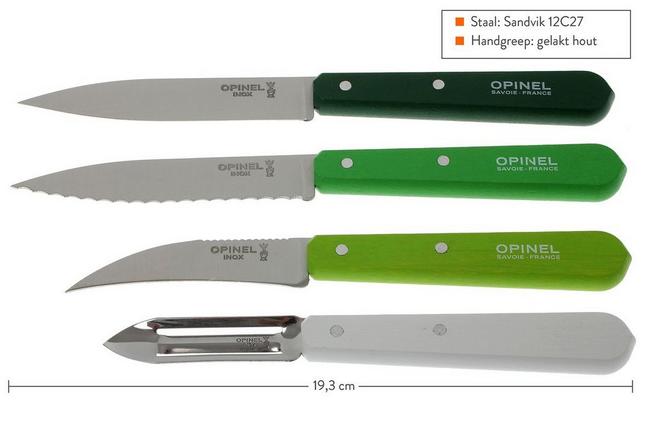 Opinel 4-Piece Essentials Small Kitchen Knives Set, Olive Wood