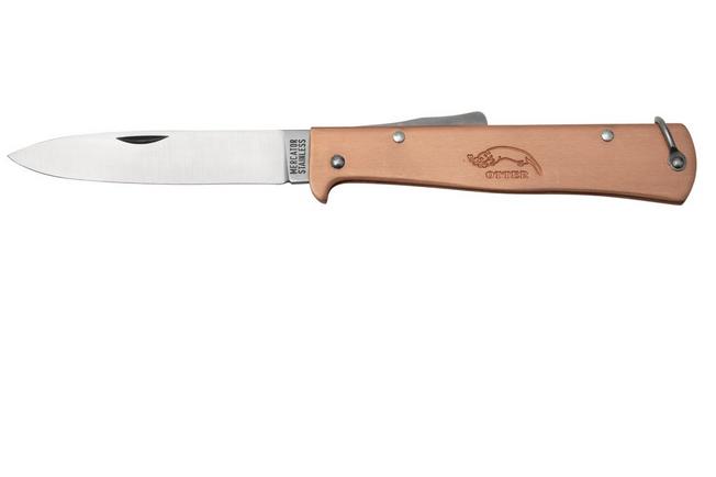Otter-Messer Mercator L Back Lock Folding Knife with Clip, Copper, Stainless
