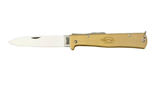 Otter-Messer Mercator L Back Lock Folding Knife with Clip, Copper, Stainless