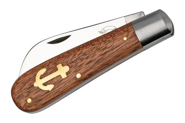 Otter Anchor Knife 173 Large Carbon, Sapeli, Brass Anchor, pocket