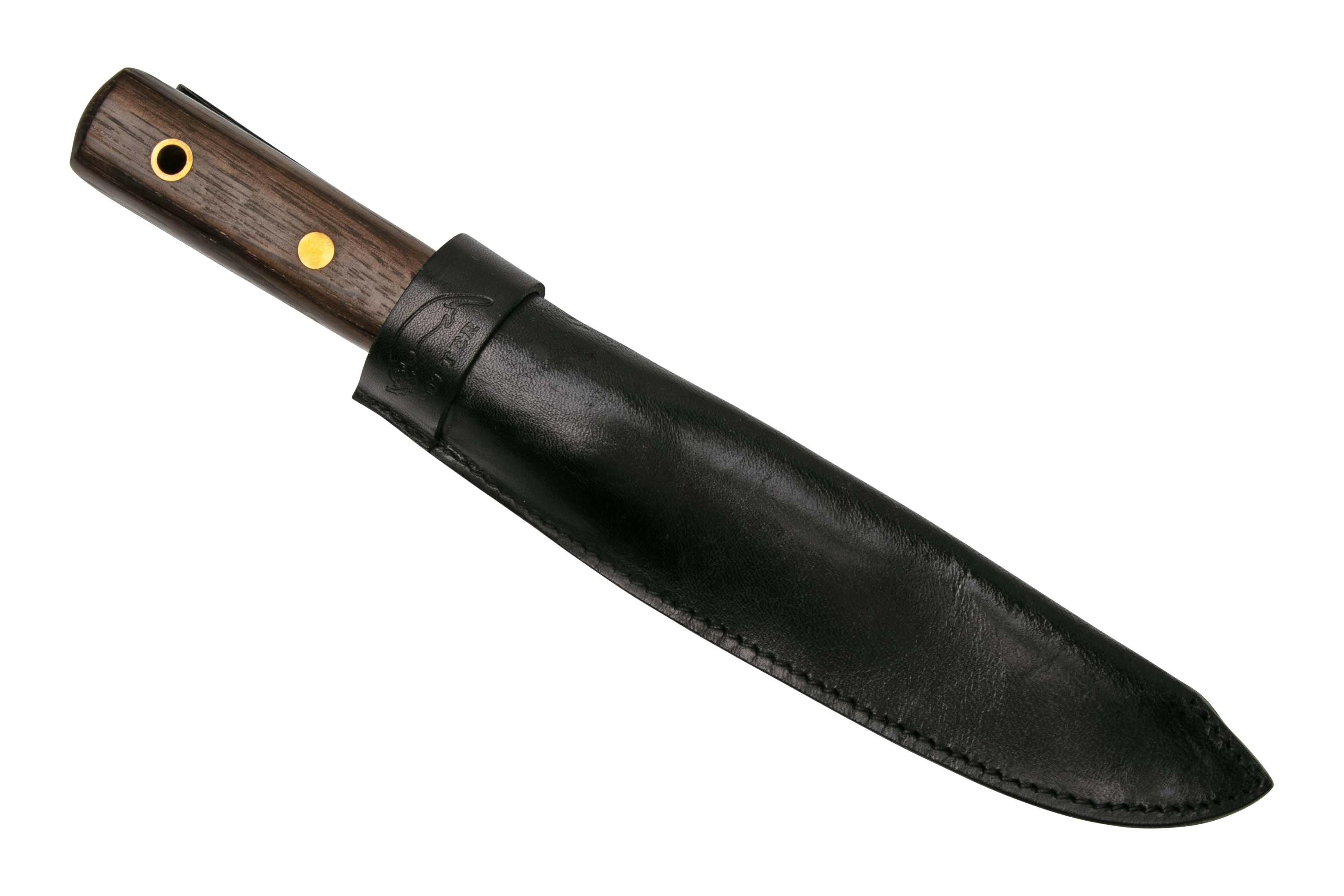 Otter Sailor and Boat Knife 901, Carbon, Smoked Oak, Leather Sheath