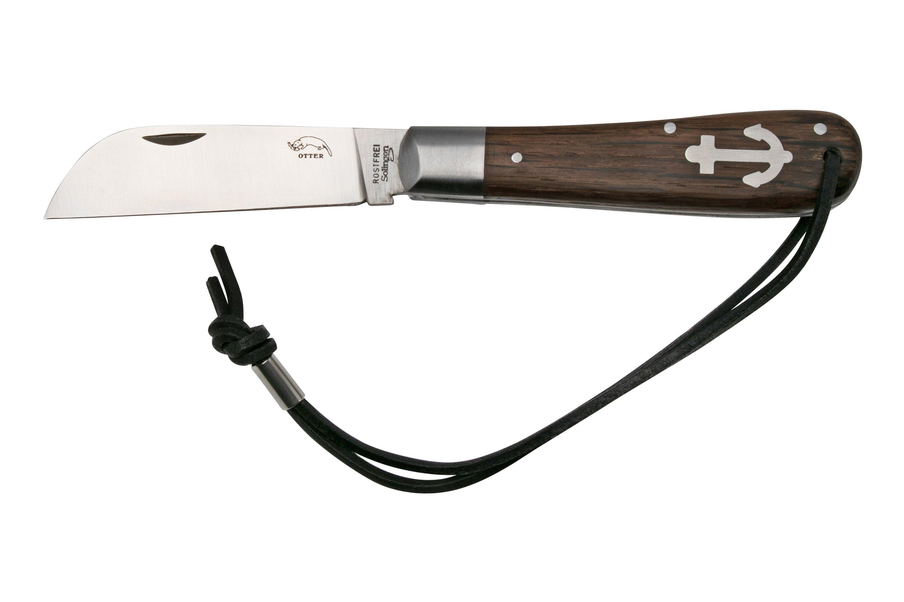 Otter Anchor Knife SET 172 Large Stainless, Smoked Oak, Brass Anchor