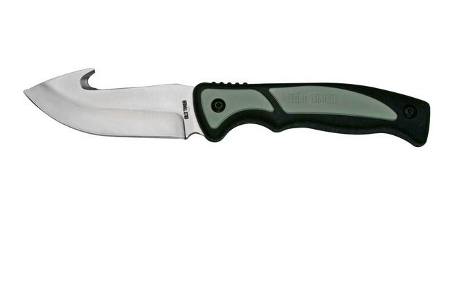 Schrade Exertion Gut Hook Knife 1159308, black fixed knife