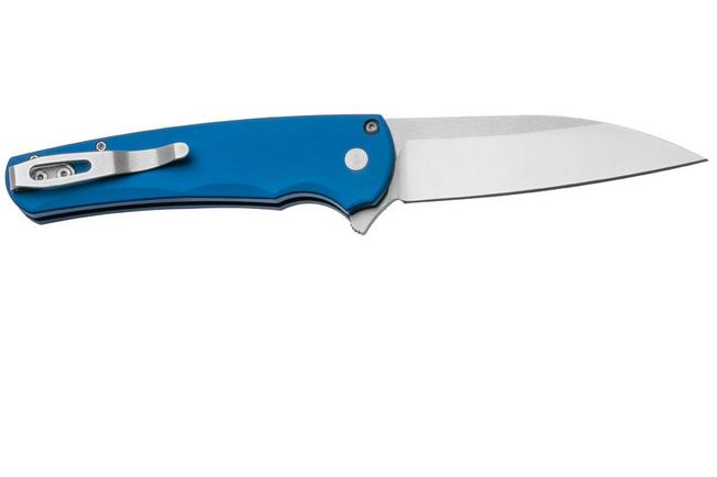 Afbeelding voor Pro-Tech Malibu 5300-LTD, Satin CPM MagnaCut Wharncliffe, Solid Blue Aluminum, White Pearl zakmes