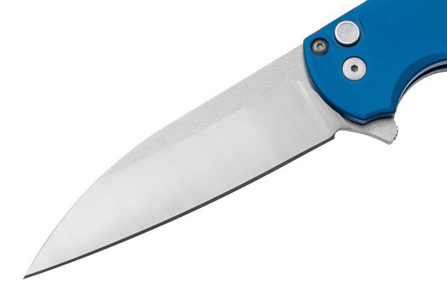 Afbeelding voor Pro-Tech Malibu 5300-LTD, Satin CPM MagnaCut Wharncliffe, Solid Blue Aluminum, White Pearl zakmes