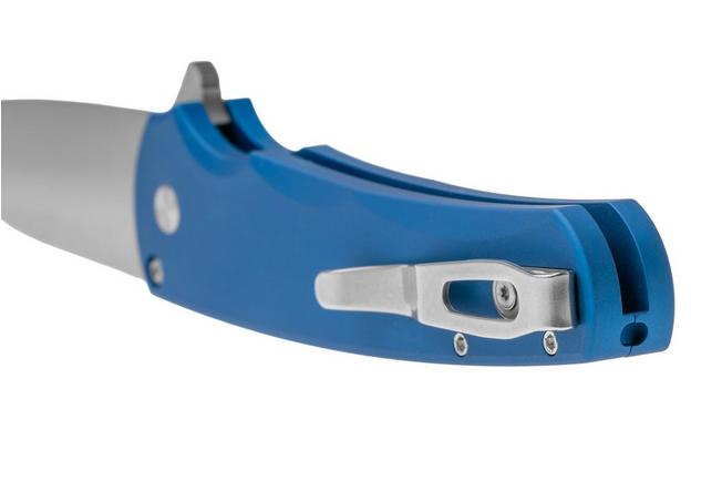 Afbeelding voor Pro-Tech Malibu 5300-LTD, Satin CPM MagnaCut Wharncliffe, Solid Blue Aluminum, White Pearl zakmes