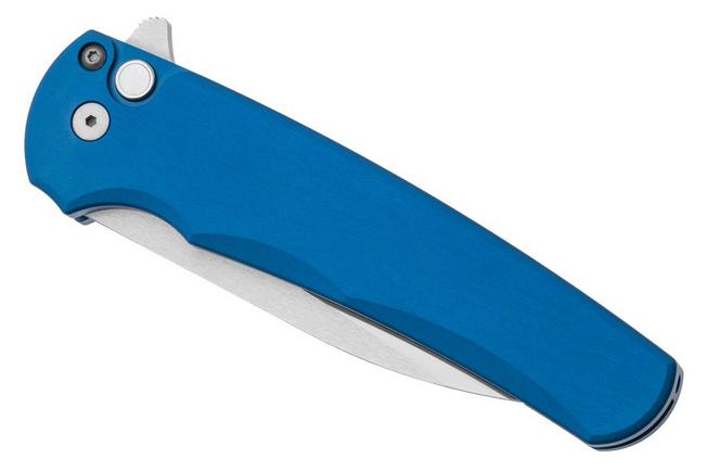 Afbeelding voor Pro-Tech Malibu 5300-LTD, Satin CPM MagnaCut Wharncliffe, Solid Blue Aluminum, White Pearl zakmes