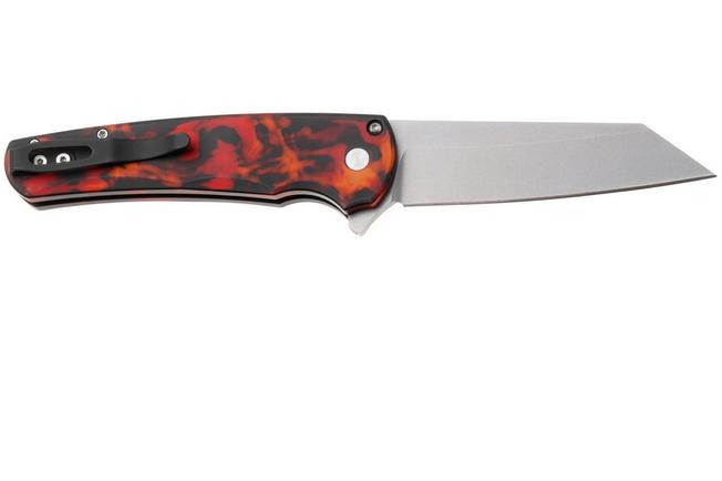 Afbeelding voor Pro-Tech Malibu 5401-DF Stonewashed MagnaCut Reverse Tanto, Custom Del Fuego Anodised Aluminum, Satin Hardware, zakmes