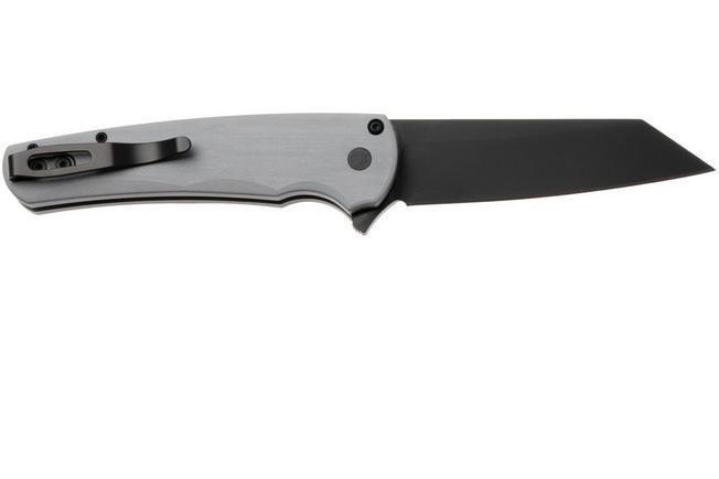 Afbeelding voor Pro-Tech Malibu 5403-GREY Black DLC MagnaCut Reverse Tanto, Brushed Grey Aluminium, Black Hardware, zakmes