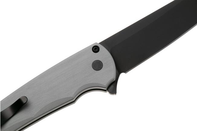 Afbeelding voor Pro-Tech Malibu 5403-GREY Black DLC MagnaCut Reverse Tanto, Brushed Grey Aluminium, Black Hardware, zakmes