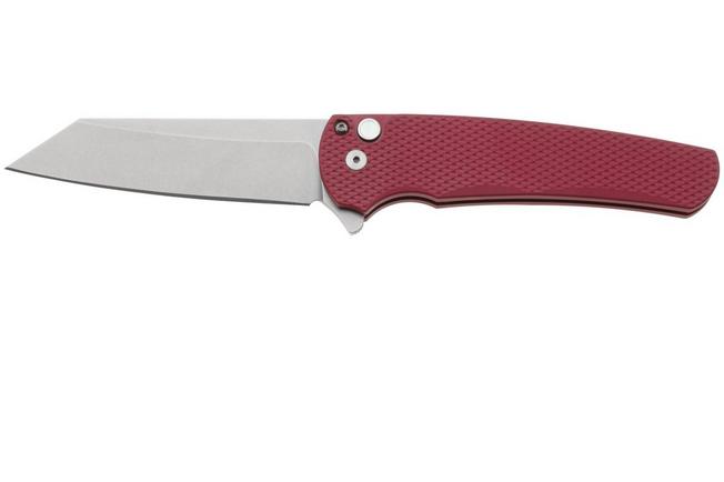 Afbeelding voor Pro-Tech Malibu 5405-LTD-RED, Stonewashed CPM MagnaCut, Reverse Tanto, Polished Clip, Red Textured Aluminium, zakmes