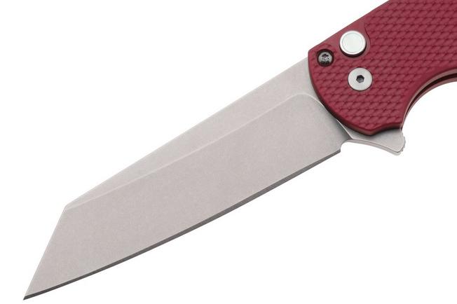 Afbeelding voor Pro-Tech Malibu 5405-LTD-RED, Stonewashed CPM MagnaCut, Reverse Tanto, Polished Clip, Red Textured Aluminium, zakmes