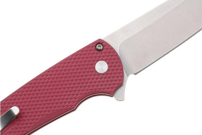 Afbeelding voor Pro-Tech Malibu 5405-LTD-RED, Stonewashed CPM MagnaCut, Reverse Tanto, Polished Clip, Red Textured Aluminium, zakmes