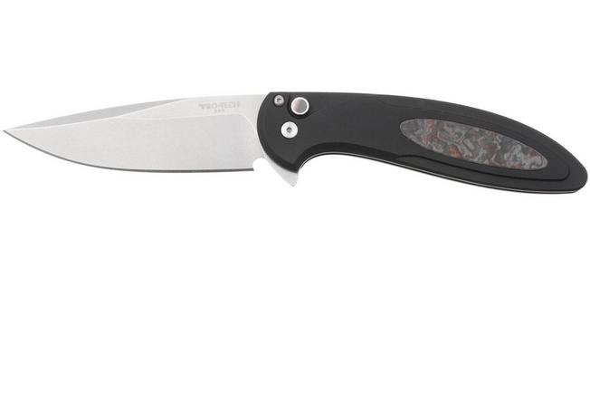 Afbeelding voor Pro-Tech Cambria 2 CF2101-LTD-TC-RED, Stonewashed CPM MagnaCut, Black Aluminum Techno Carbo Red Inlay, zakmes