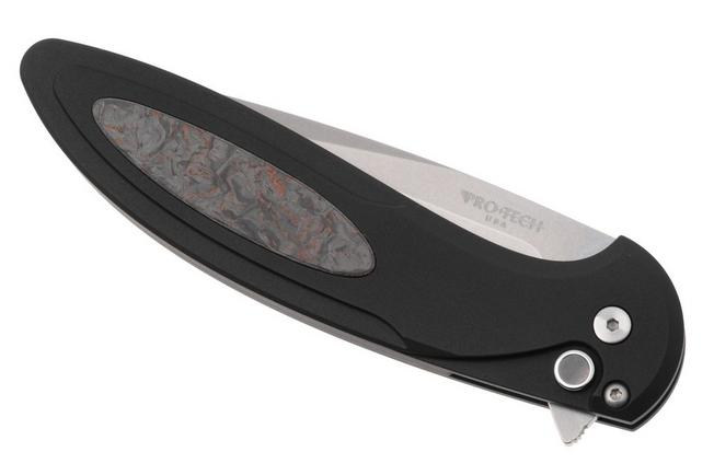 Afbeelding voor Pro-Tech Cambria 2 CF2101-LTD-TC-RED, Stonewashed CPM MagnaCut, Black Aluminum Techno Carbo Red Inlay, zakmes