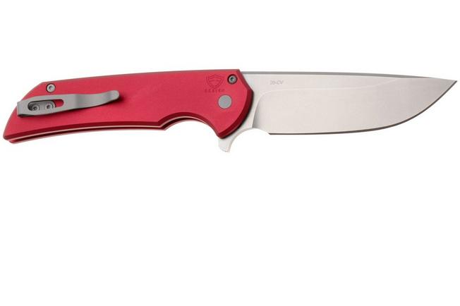 Afbeelding voor Pro-Tech Mordax MX101-RED-20CV, Stonewashed 20CV, Solid Red Aluminum, zakmes