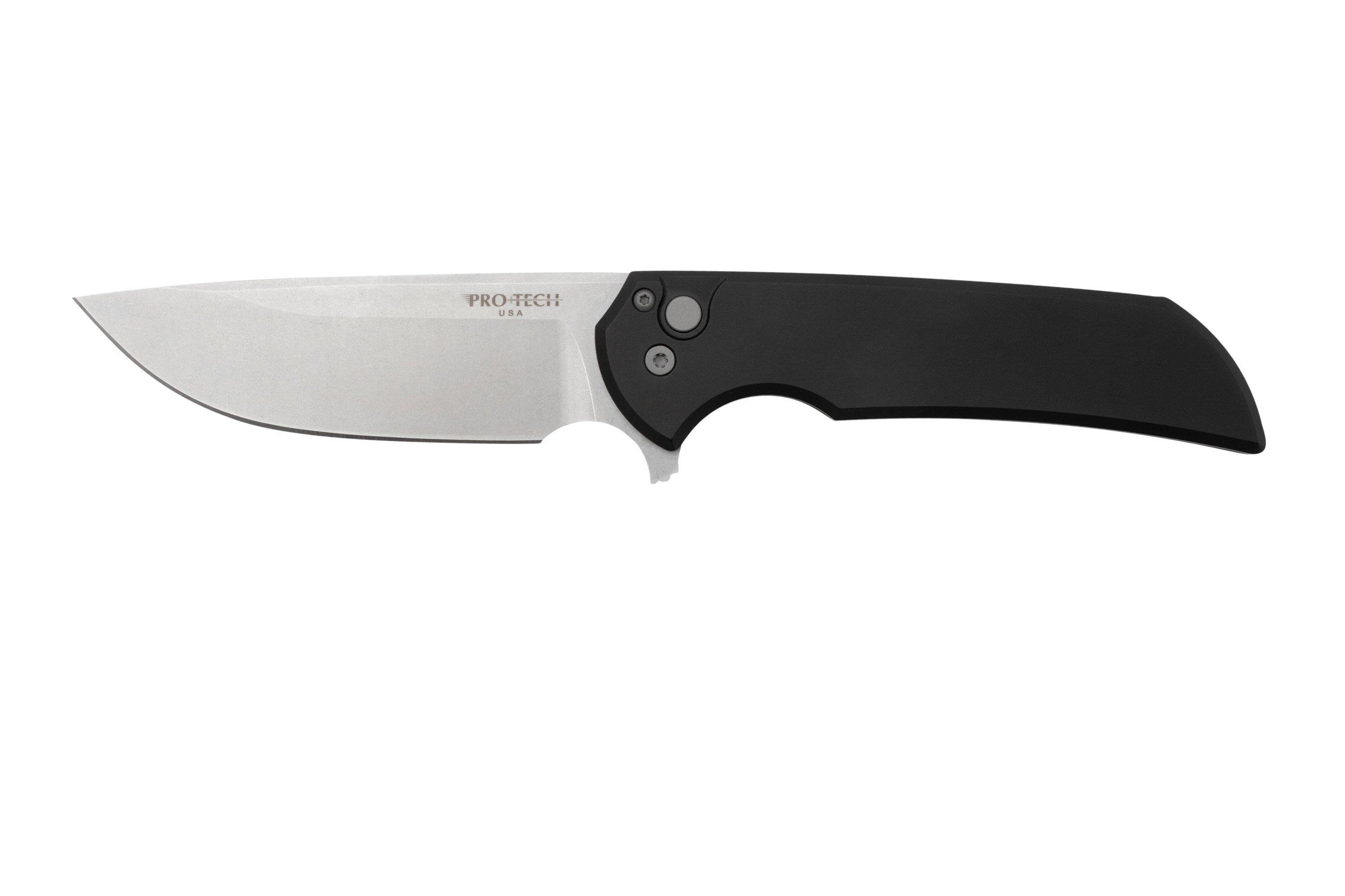 Pro-Tech Mordax MX101 Solid Black Handle, Stonewash Magnacut