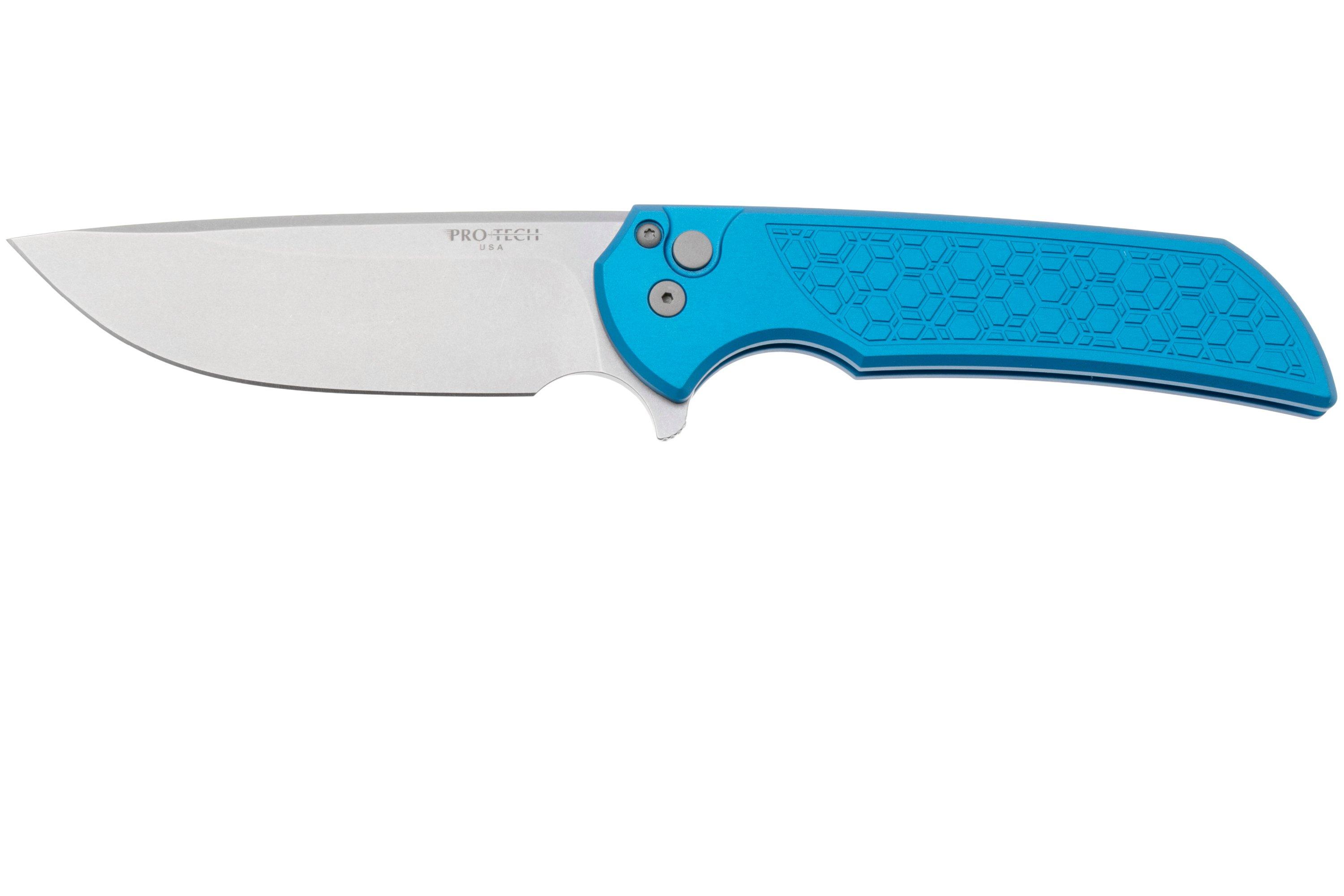 Pro-Tech Mordax MX105, Stonewashed MagnaCut, Blue Gridlock