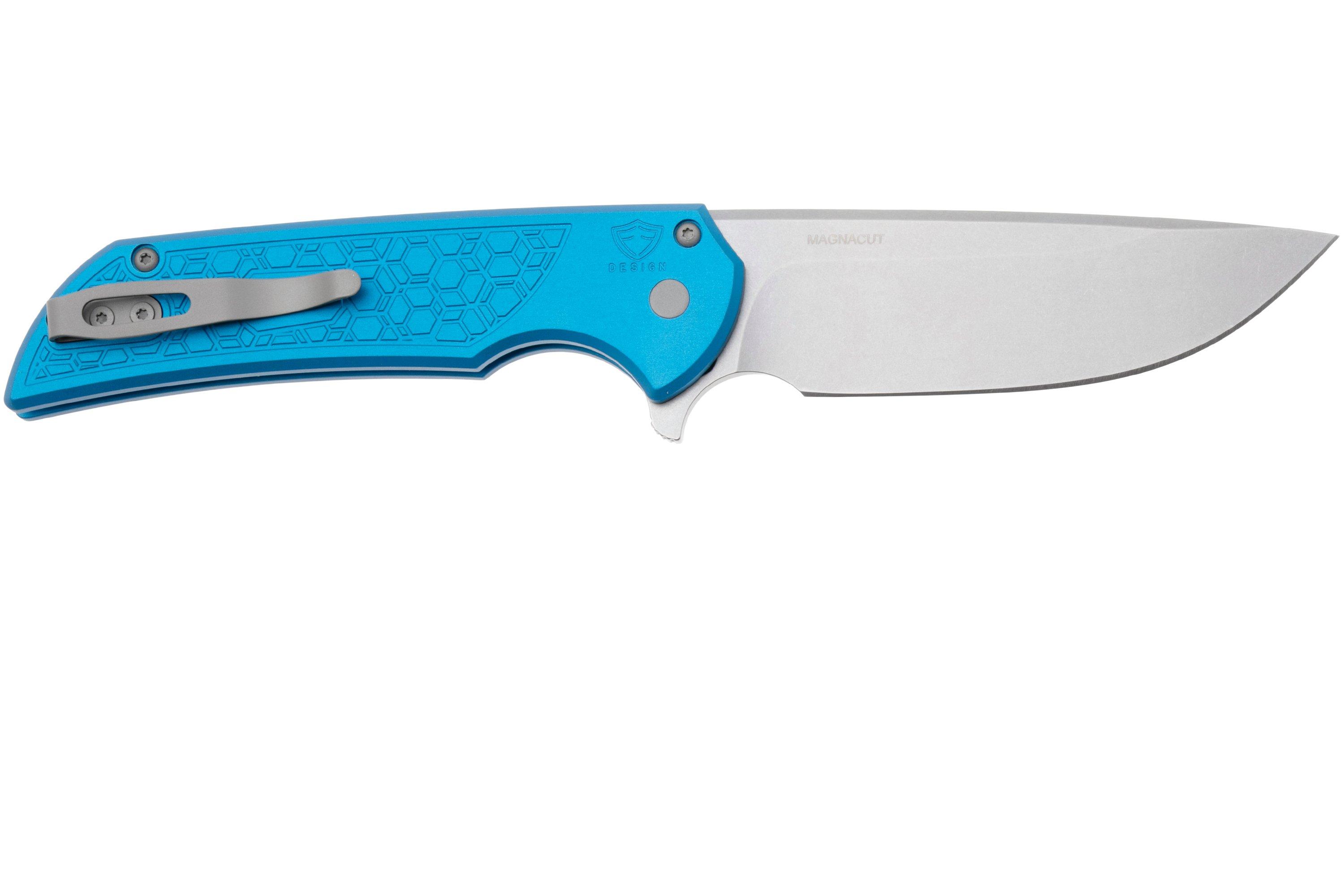 Pro-Tech Mordax MX105, Stonewashed MagnaCut, Blue Gridlock