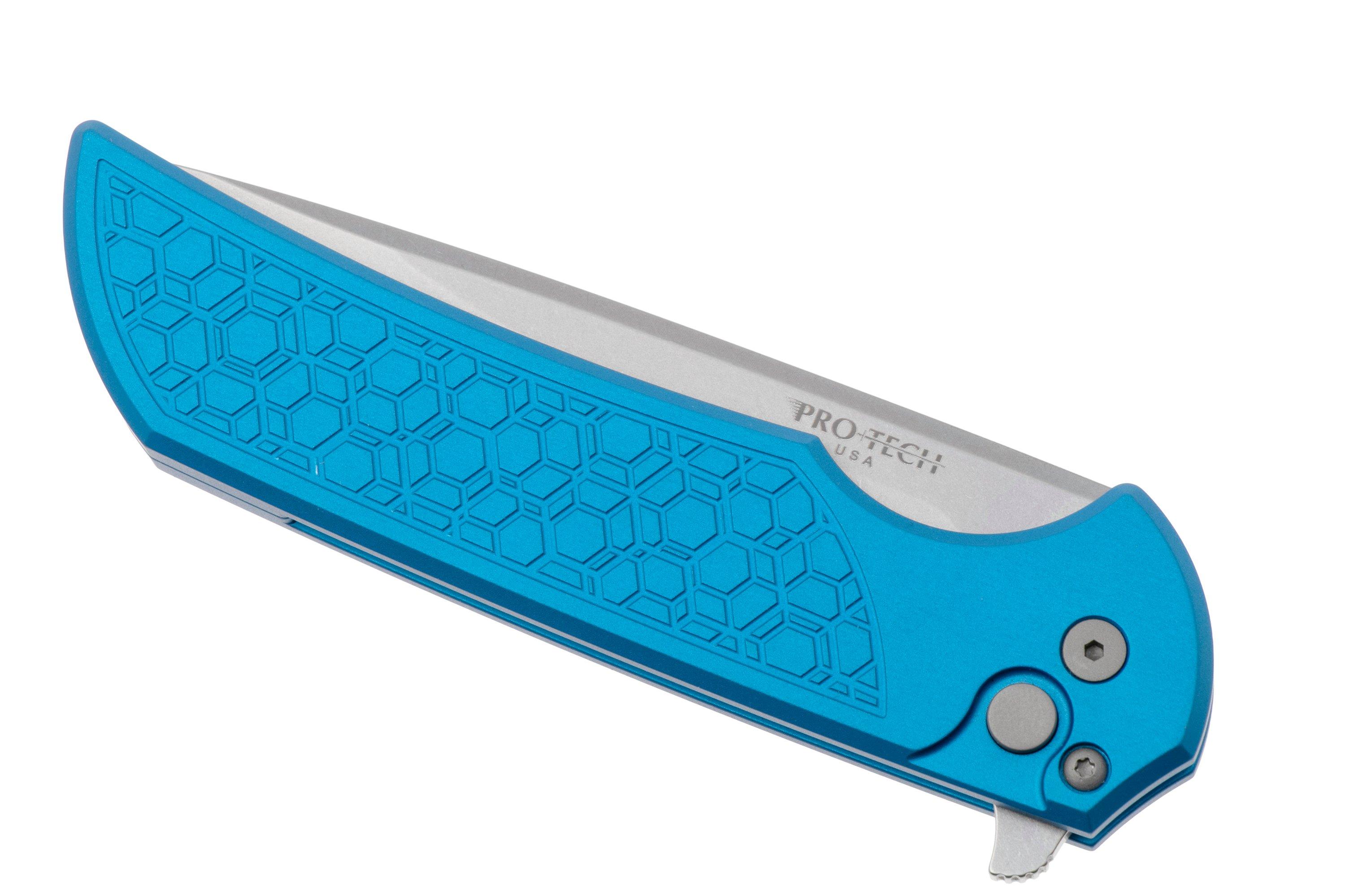 Pro-Tech Mordax MX105, Stonewashed MagnaCut, Blue Gridlock