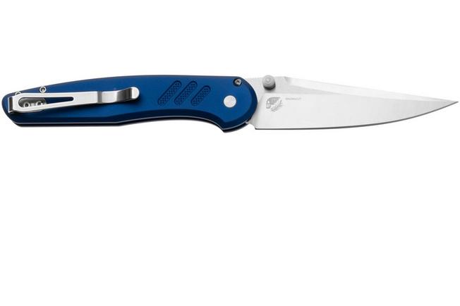 Afbeelding voor Pro-Tech Avalon Peace Neighbor Design PN1101-LTD-BLUE Satin MagnaCut, Knurled Blue Aluminium, zakmes, Shawn Ashmore design