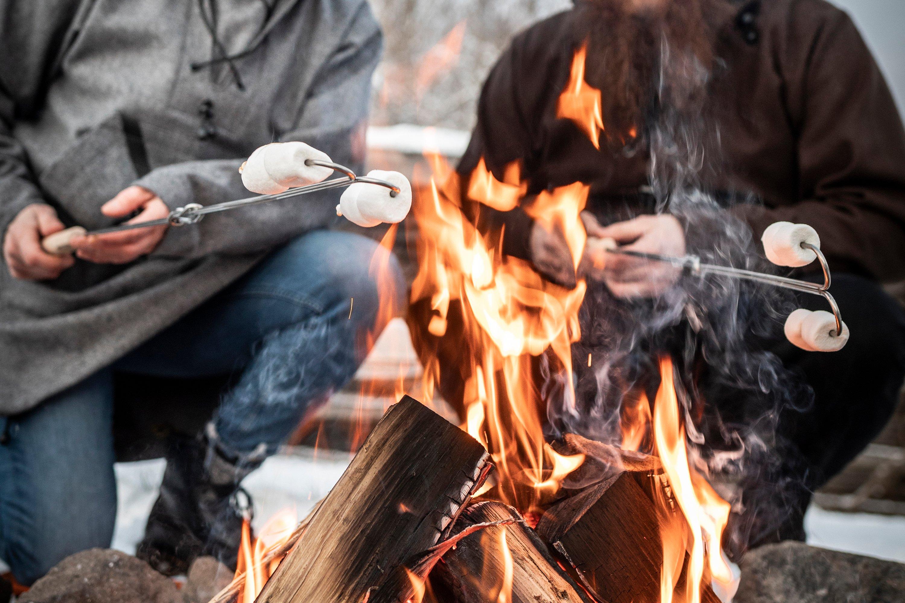 Set De Cuisson Camping 4 Pièces En Fonte – Poêle Incluse, Antiadhésif, Pour Barbecue/feu De Bois