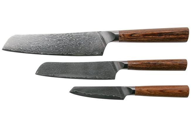 Le Set Asiatique de 3 couteaux : Couteau d'Office, Santoku