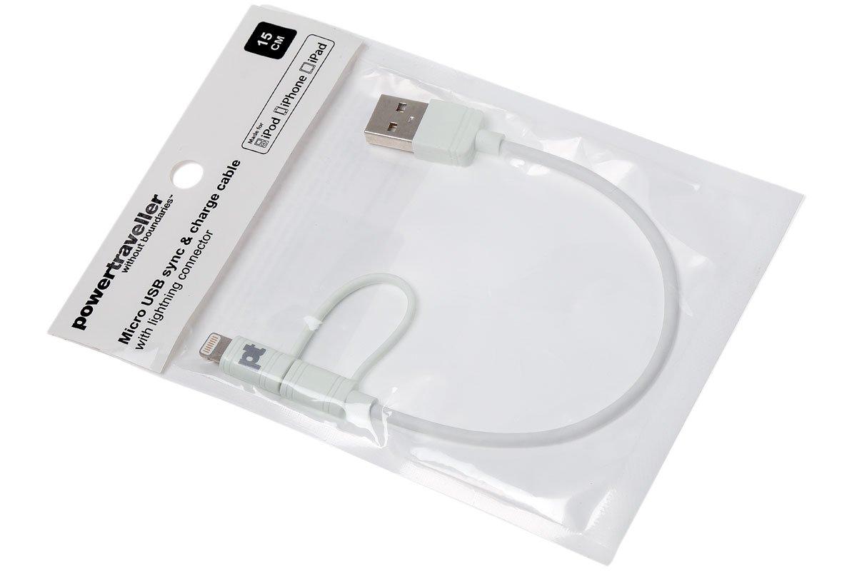 Powertraveller cable microUSB y Lightning 15 cm Compras con ventajas