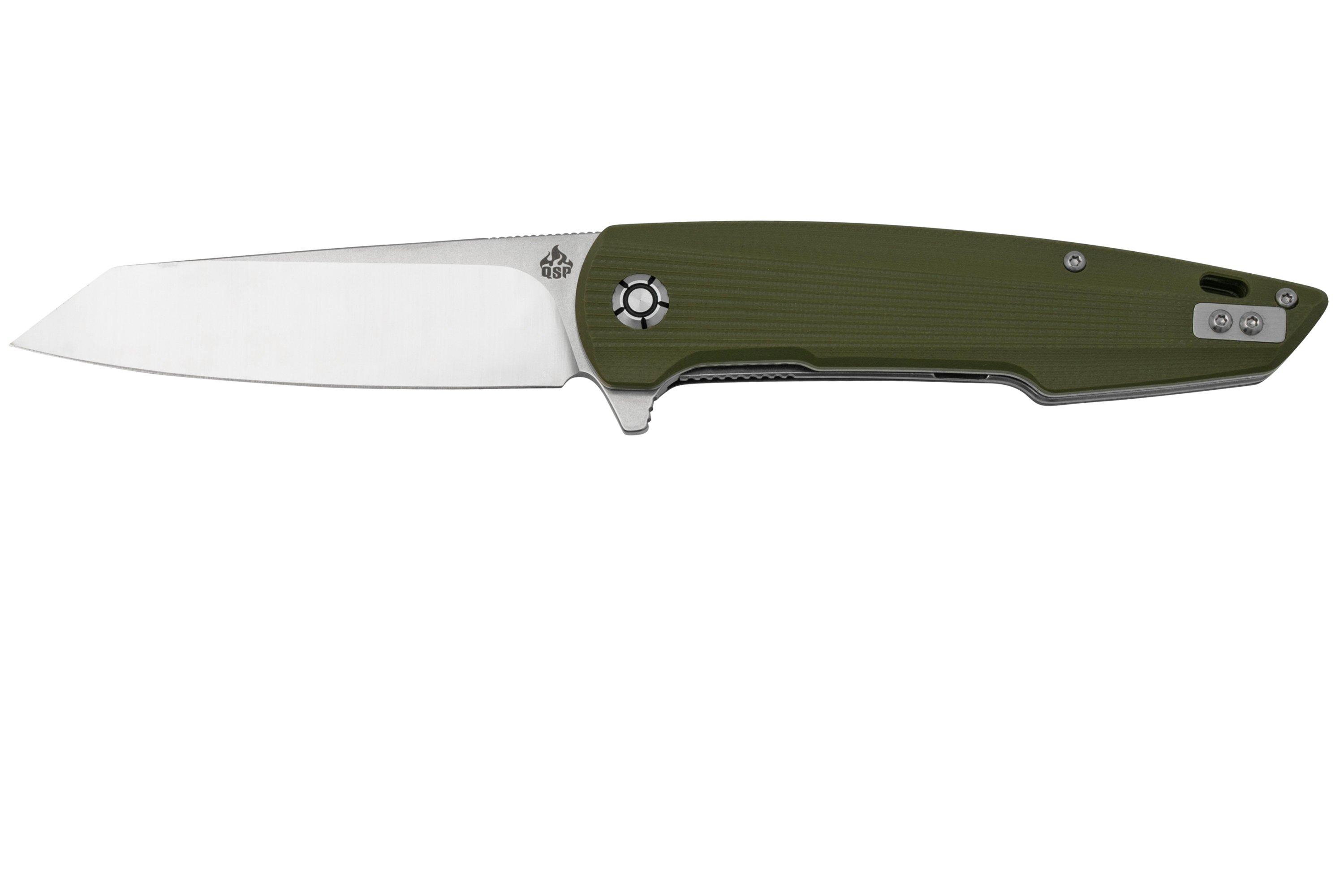 QSP Knife Phoenix QS108-B1 Black Satin D2, Sand G10, coltello da tasca
