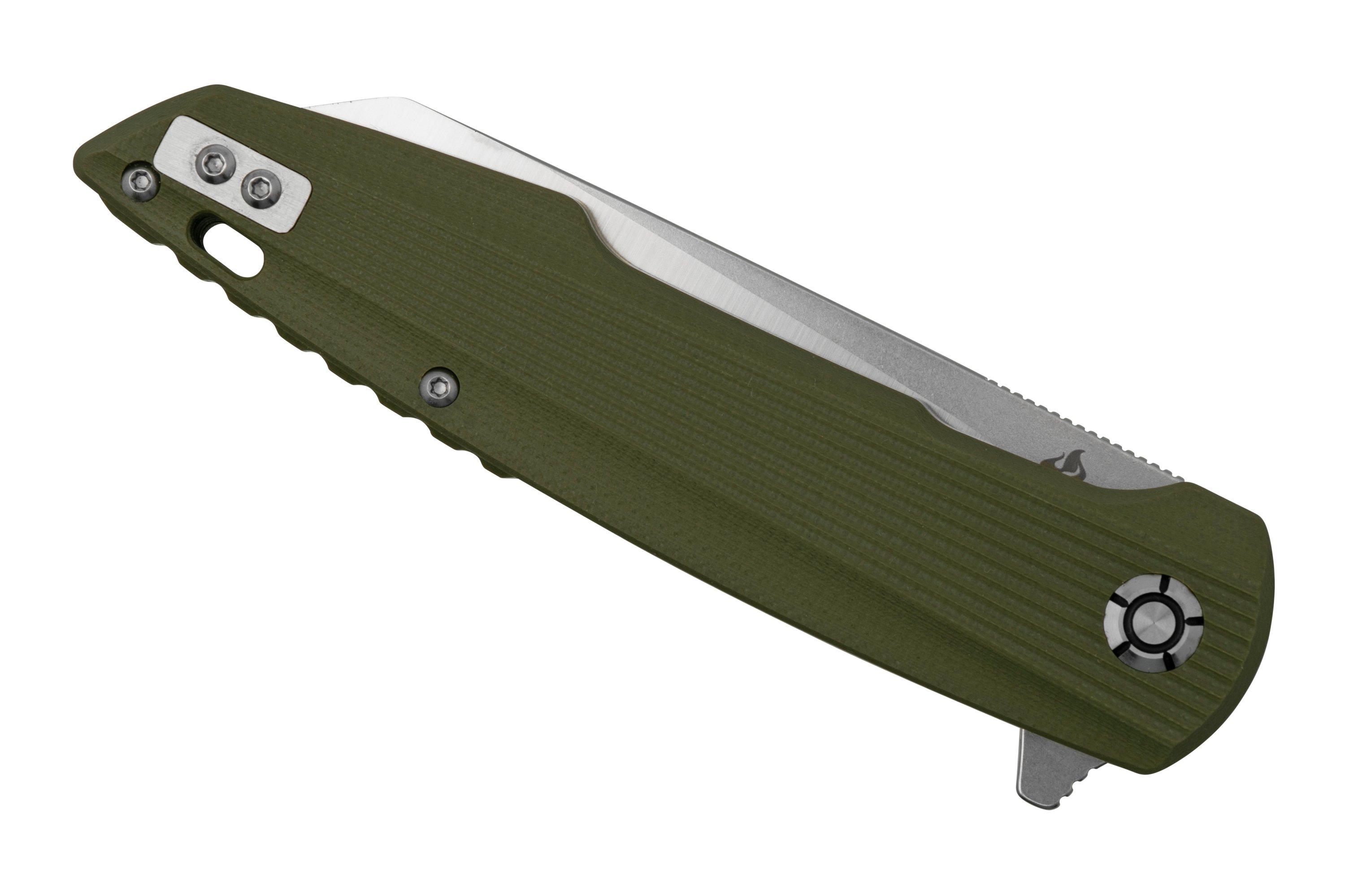 QSP Knife Phoenix QS108B1 Satin D2, Green G10, Taschenmesser