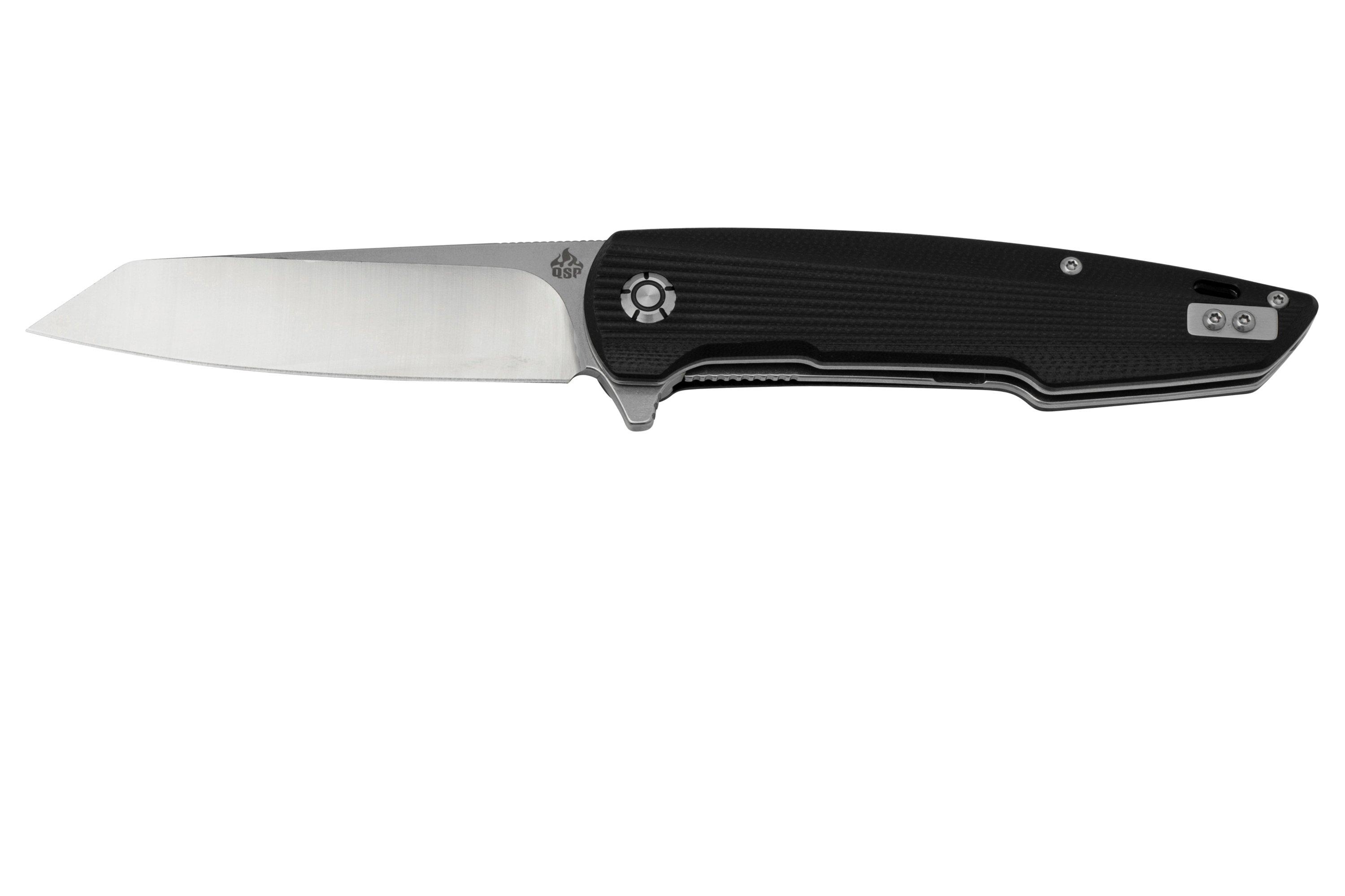 QSP Knife Phoenix QS108C1, Satin D2, Black G10, pocket knife